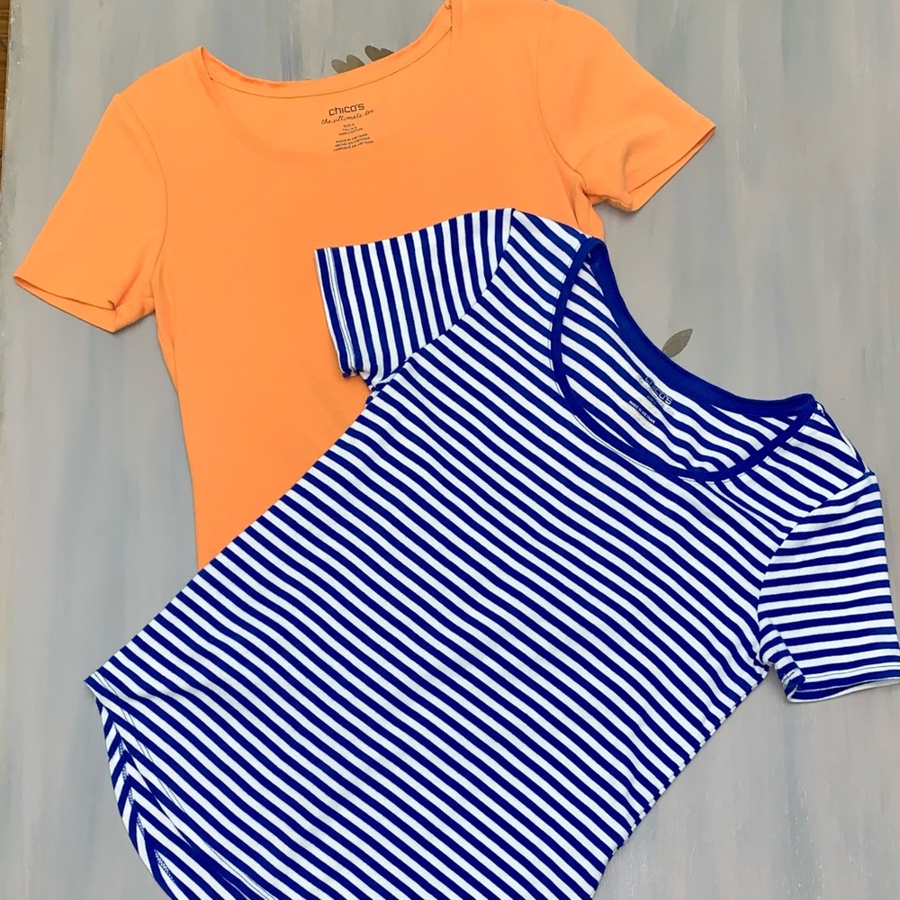 💕Pair of Chico’s ultimate tee t-shirts, size 0 (Small)